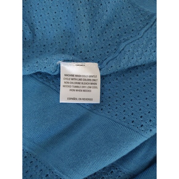 CHARTER CLUB Blue Light Knit Open Front Cardigan SZ M Modest Cottage Romantic - Picture 4 of 8